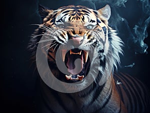 Ai Generated illustration Wildlife Concept of Tiger Teeth