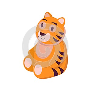 Tiger toy  on white background. Cartoon illustration, vector