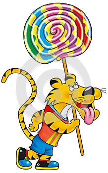 Tiger and twirl lollipop