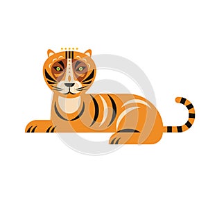 Tiger vector illustration. Feline animal.