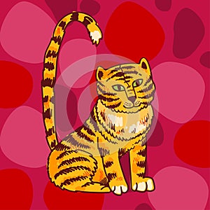 Tiger vector illustration. Hand drawn beautiful tiger. Symbol of 2022 new year.