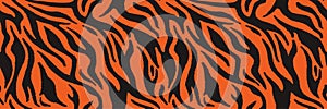 Tiger or zebra fur repeating texture. Animal skin stripes, jungle wallpapers. Seamless vector pattern