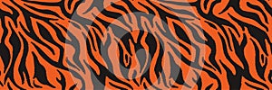 Tiger or zebra fur repeating texture. Animal skin stripes, jungle wallpapers. Seamless vector pattern photo