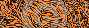 Tiger or zebra fur repeating texture. Seamless pattern. Animal skin stripes, jungle wallpapers.