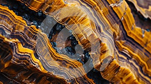 Tigers eye stones slice. Orange and brown mineral stone background