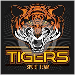 Tigers Logo Design, Animal Logo Design Template for Sports teams