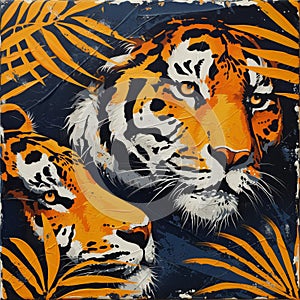 Tigers in Tandem: A Wild Brushstroke