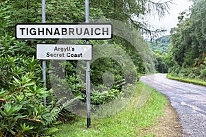 Tighnabruaich village welcome sign Argyll & Bute secret coast Cowal peninsula