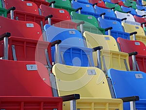 Tight Close-Up Outdoor Multi-Colored Seats