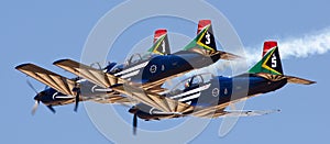 Tight formation of 3 Silver Falcons