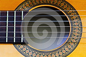 Tight Shot Of Accustic Guitar Sound Hole