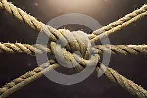 Tight shot focuses on intricately knotted rope, symbolizing strength