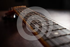 Tight Shot of Guitar Fret-board