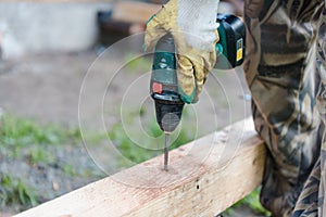 tighten anchor bolts. installation of anchor bolts in the base. building a terrace