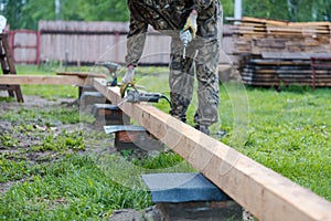 Tighten anchor bolts. installation of anchor bolts in the base. building a terrace