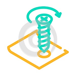 tighten screw screwdriver assembly furniture color icon vector illustration