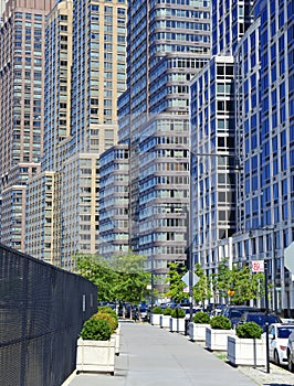 Tightly packed high rise apartment buildings, Manhattan, NYC