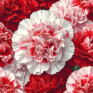 Tightly Packed Red and White Carnation Pattern