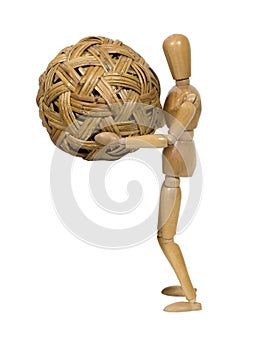 Tightly woven globe in hand