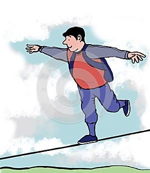 Tightrope walker cartoon