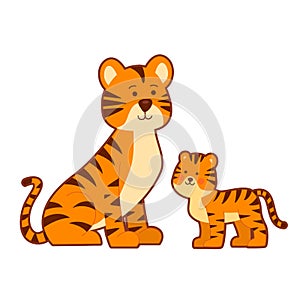 Portrait of tigress and her cub photo