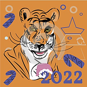 Tigress with new year design. Tigers family for your design. Save the Tigers. illustration