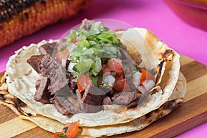 Tijuana grilled beef tacos, Mexican carne asada tacos photo