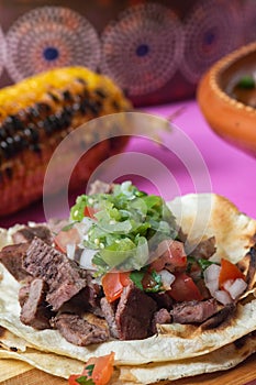 Tijuana grilled beef tacos, Mexican carne asada tacos photo