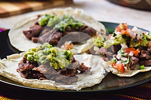 Tijuana grilled beef tacos, Mexican carne asada tacos photo