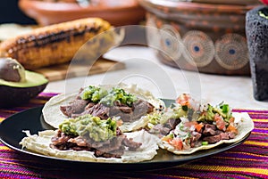 Tijuana grilled beef tacos, Mexican carne asada tacos photo