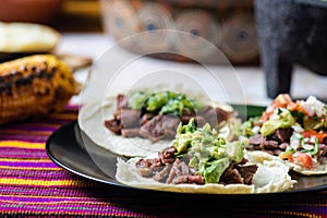Tijuana grilled beef tacos, Mexican carne asada tacos photo
