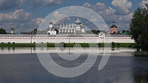 Tikhvin Assumption monastery. View from the lake Tabor. Tikhvin, Russia