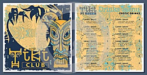 Tiki bar menu