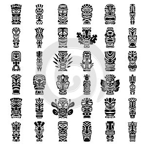 Tiki idols icon set, simple style photo