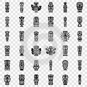 Tiki idols icon set, simple style