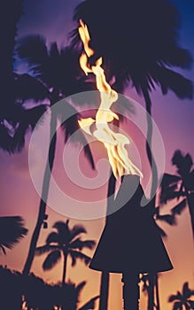 Tiki Torch During Hawaii Sunset