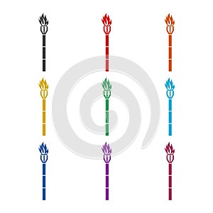 Tiki torch icon, color set