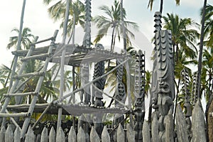 Tikis In Native Hawaiian House