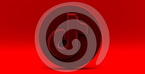 Tiktok 3d aplication icon isolated on red background,