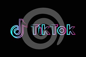 Tiktok logo background typograph black background