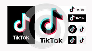 TikTok logo set variation on white background. Vector