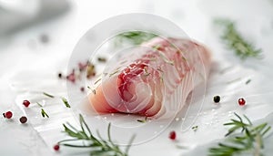 Tilapiini Fillet on white table background photo