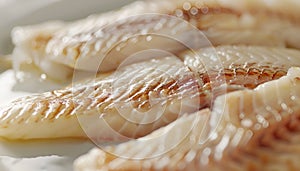 Tilapiini Fillet on white table background photo