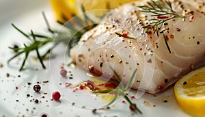 Tilapiini Fillet on white table background photo