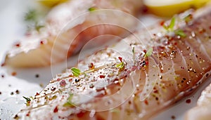 Tilapiini Fillet on white table background photo