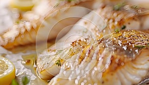 Tilapiini Fillet on white table background photo