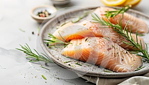 Tilapiini Fillet on white table background photo
