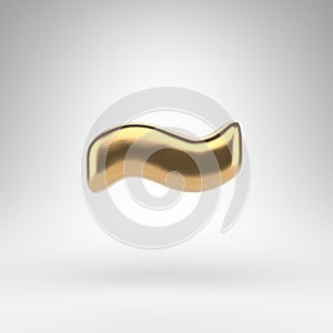 Tilda symbol on white background. Golden 3D sign with gloss metal texture.