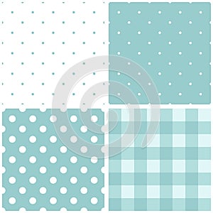 Tile baby blue and white vector pattern set