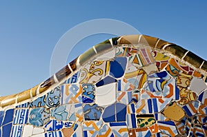 Tile Background in Park Guell in Barcelona Spain photo